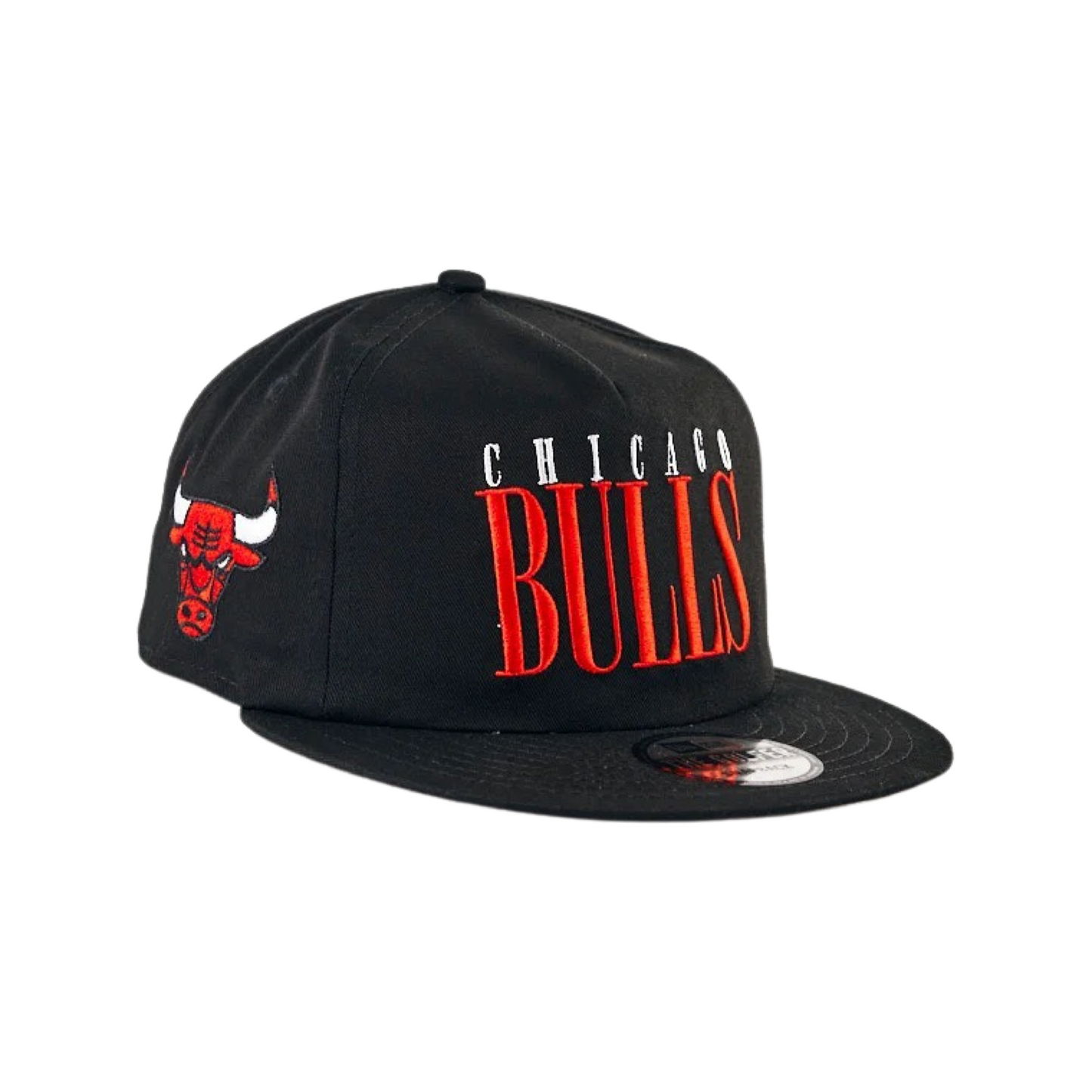 New Era Golfer Cap Chicago Bulls Classic Logo Black Red White Strapback Cap