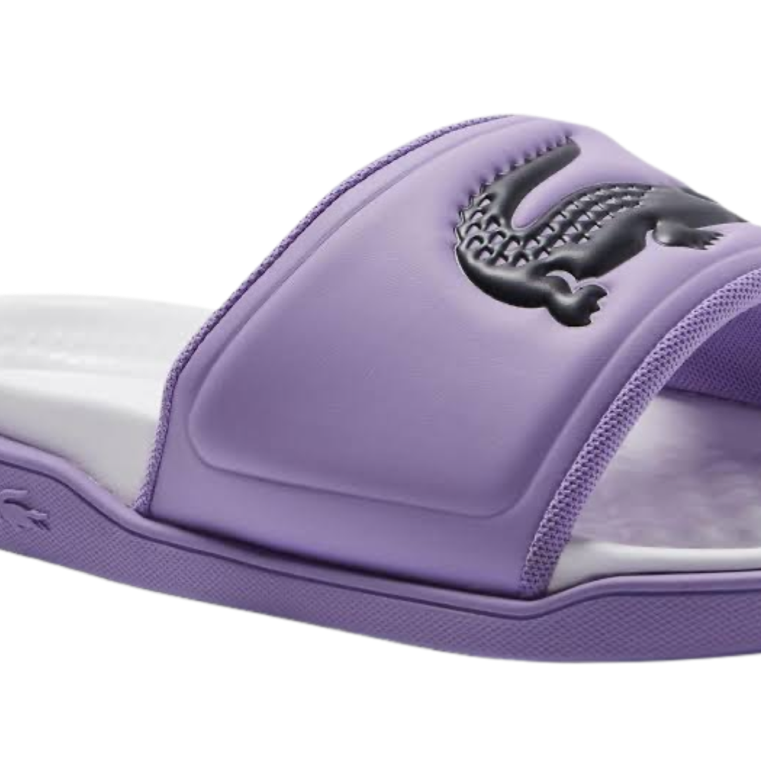 Women's Lacoste Croco Dualiste Slide Lavender Purple Black White